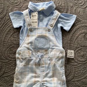 Baby Plaid Overall Short Set